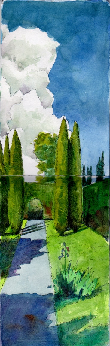 Watercolor Landscape Studies in a Sketchbook - Belinda Del Pesco