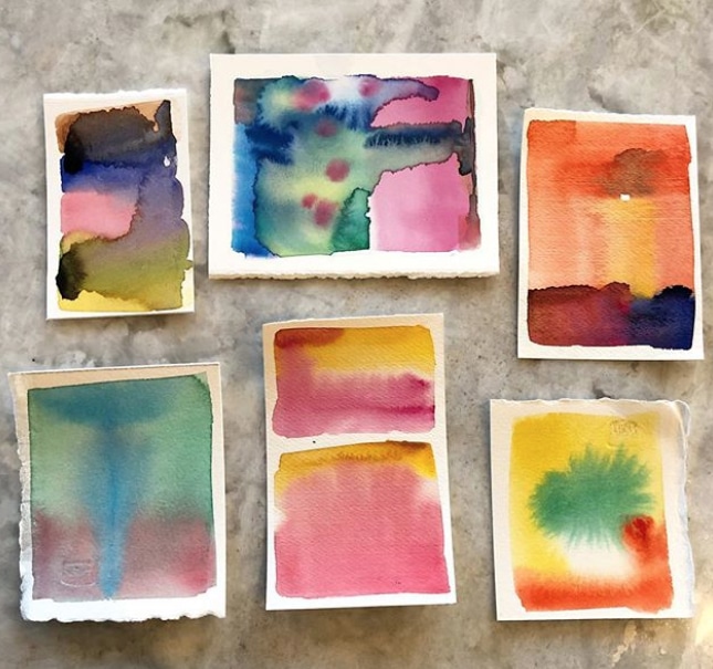 watercolor test swatches for wet in wet painting experiments
