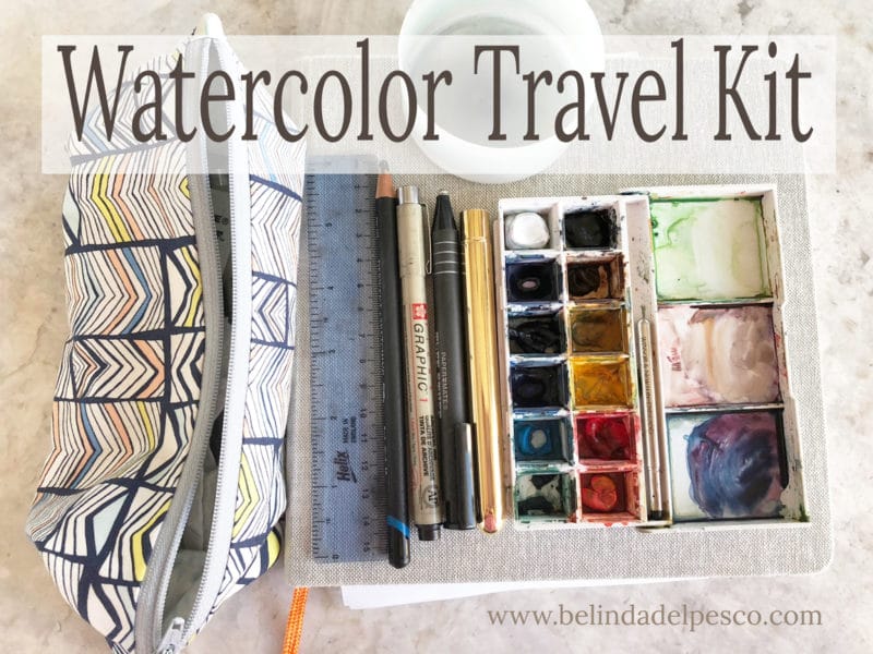 Watercolor travel sketchbook tour + art supplies for travel